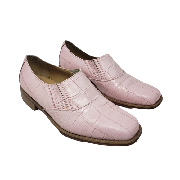 Donato Marrone Mens Size 10 Pink Leather Slip On Loafers Valentine's Day Retro - Picture 7 of 10